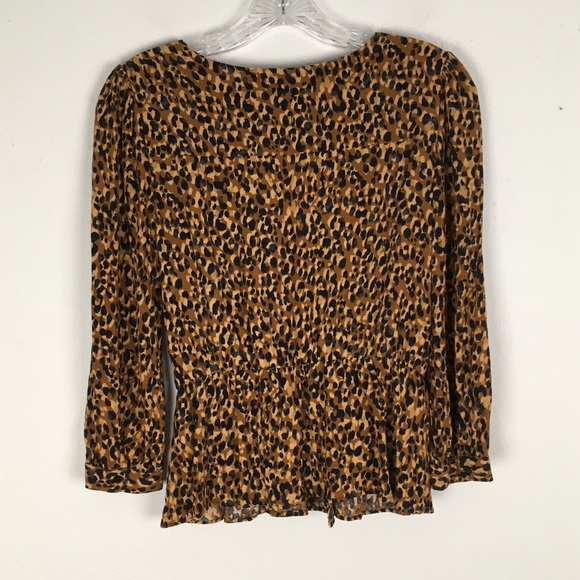 Zara Trf Leopard Print Faux Wrap V-Neck Blouse in Animal Print - Picture 9 of 9